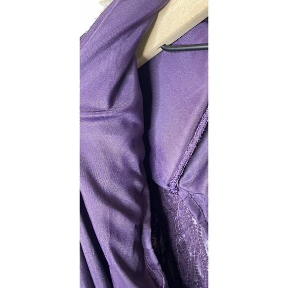 VTG Scala 80-90’s Purple Hand Beaded Sequin Long Sleeve Cocktail Formal Dress PL - Picture 8 of 11